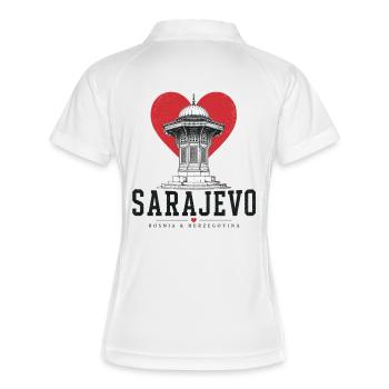 Graphique de la tour du cœur de Sarajevo - Polo respirant Femme - blanc/marine - Dos