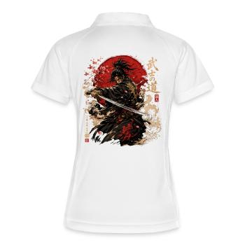 Samurai – Japan Warrior Streetwear Design - Frauen Polo atmungsaktiv - Weiß/Navy - Hinten