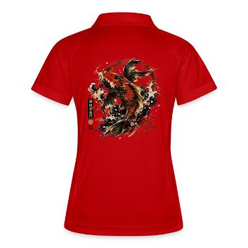 Koi Fish – Japanese Tattoo Style Design - Frauen Polo atmungsaktiv - Weiß/Navy - Hinten