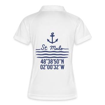 Anker und Küste von St. Malo Kontaktdaten - Frauen Polo atmungsaktiv - Weiß/Navy - Hinten