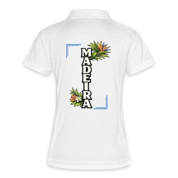 Madeira Blumeninsel Tropische Reiseliebe - Frauen Polo atmungsaktiv - Weiß/Navy - Hinten