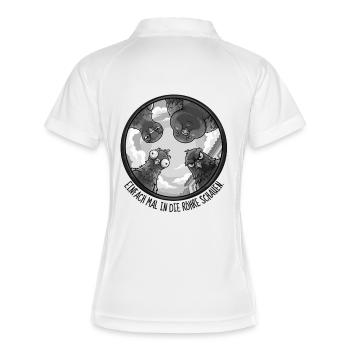 EINFACH MAL IN DIE RÖHRE SCHAUEN Monochrom -Tauben - Frauen Polo atmungsaktiv - Weiß/Navy - Hinten