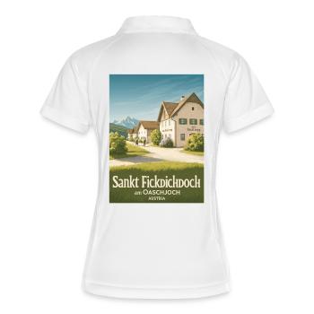 Sankt Fickdichdoch - Postkartenmotiv - Frauen Polo atmungsaktiv - Weiß/Navy - Hinten
