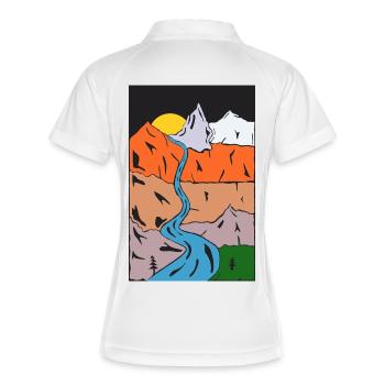 Mountain River Sunset Panorama - Women's Polo breathable - white/navy - Back