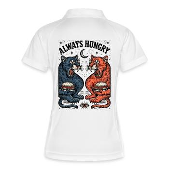 Duo chat toujours affamé avec burger - Polo respirant Femme - blanc/marine - Dos