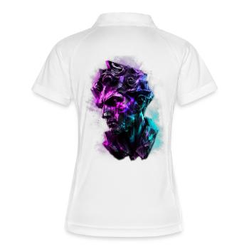 Neon Statue Antike Büste Vaporwave Cyberpunk - Frauen Polo atmungsaktiv - Weiß/Navy - Hinten