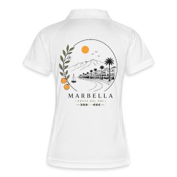Marbella Küstenstimmung - Frauen Polo atmungsaktiv - Weiß/Navy - Hinten