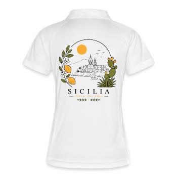 Sizilien Küstenidylle - Frauen Polo atmungsaktiv - Weiß/Navy - Hinten