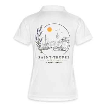 Saint-Tropez Hafen Blick - Frauen Polo atmungsaktiv - Weiß/Navy - Hinten