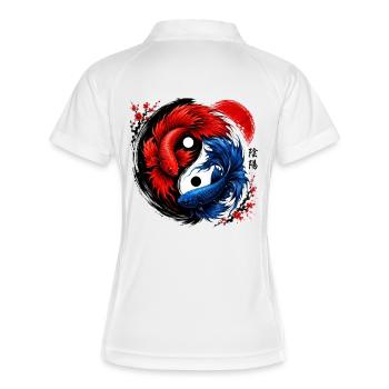 Yin Yang Betta Fish Red & Blue Harmony - Frauen Polo atmungsaktiv - Weiß/Navy - Hinten