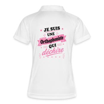 je suis une Orthophoniste qui déchire - Polo respirant Femme - blanc/marine - Dos