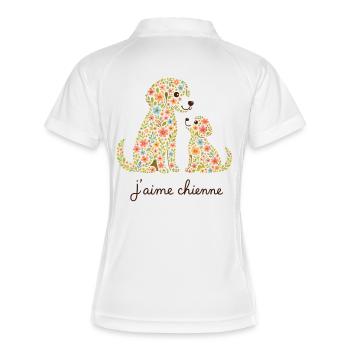 J'aime Ma Chienne - Amour Intemporel - Polo respirant Femme - blanc/marine - Dos