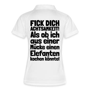 FICK DICH ACHTSAMKEIT / MÜCKE ELEFANT KOCHEN - Frauen Polo atmungsaktiv - Weiß/Navy - Hinten