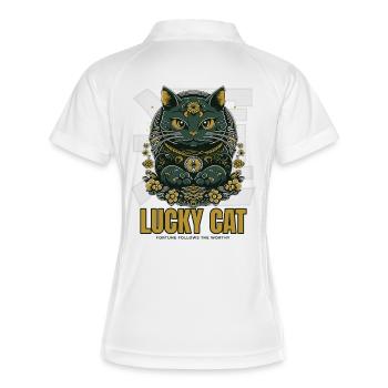 Lucky Cat Glückskatze Maneki Neko Jade - Polo respirant Femme - blanc/marine - Dos