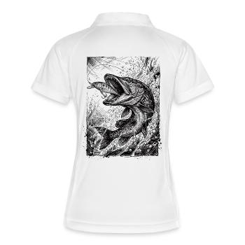 Pike sur le Wobbler | Collection Classique - Polo respirant Femme - blanc/marine - Dos