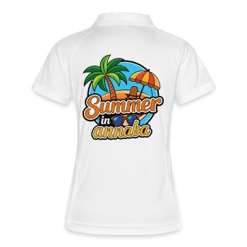 Été à Annaba: Palmiers et Plage - Polo respirant Femme - blanc/marine - Dos