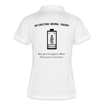 Neural Energy Backprint – Minimalist Aesthetic - Frauen Polo atmungsaktiv - Weiß/Navy - Hinten