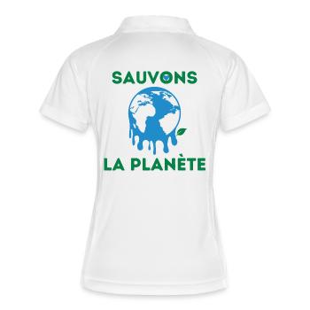 Sauvons la planète ! Sauver planète. Sauver Terre. - Polo respirant Femme - blanc/marine - Dos
