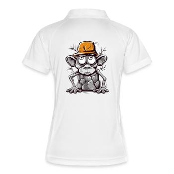 Humorvoller Affe mit Mütze Illustration - Frauen Polo atmungsaktiv - Weiß/Navy - Hinten