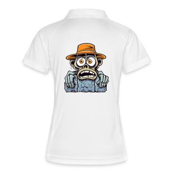 Explorateur mort avec chapeau et regard d’os - Polo respirant Femme - blanc/marine - Dos