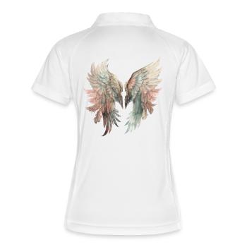 Ailes pastel en aquarelle - Polo respirant Femme - blanc/marine - Dos