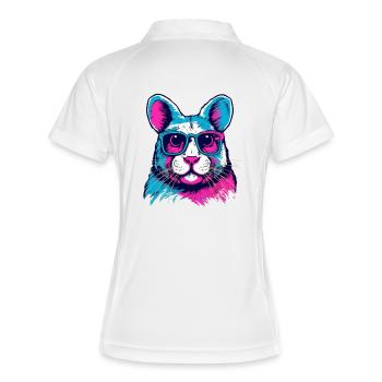 Neonfarben-Hund mit Sonnenbrille - Frauen Polo atmungsaktiv - Weiß/Navy - Hinten