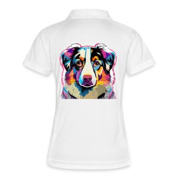 Berger d’Australie coloré - Polo respirant Femme - blanc/marine - Dos