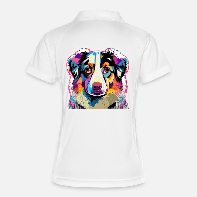 Colorful Australia Shepherd - Women's Polo breathable - white/navy