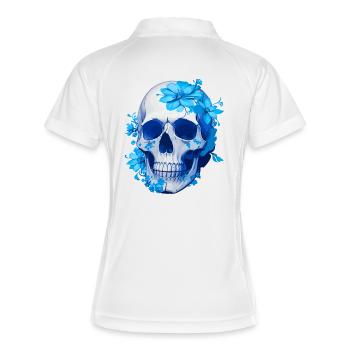 Intense Blue Floral Skull - Women's Polo breathable - white/navy - Back