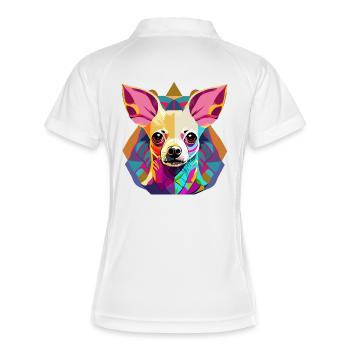 Farbenfrohe Chihuahua Illustration - Frauen Polo atmungsaktiv - Weiß/Navy - Hinten
