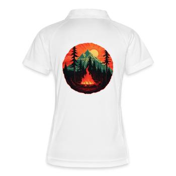 Outdoor Romance - Campfire in the mountain panorama - Women's Polo breathable - white/navy - Back
