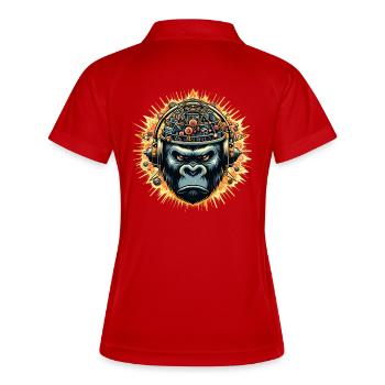 Gorilla Cybersound with Techno Head - Women's Polo breathable - red/white - Back