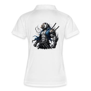 Samurai-Tiger - Frauen Polo atmungsaktiv - Weiß/Navy - Hinten