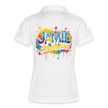 Streetwear im Graffiti-Stil - Frauen Polo atmungsaktiv - Weiß/Navy - Hinten