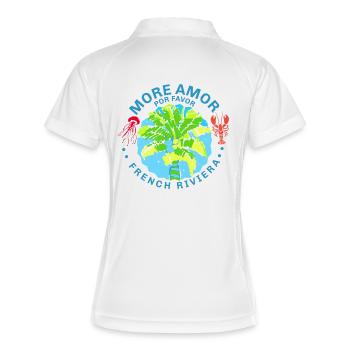 Tropische Palme Côte d'Azur - Frauen Polo atmungsaktiv - Weiß/Navy - Hinten