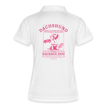 Dachshund_Whisperer_backprint_pink - Polo respirant Femme - blanc/marine - Dos
