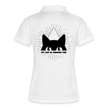 MY CAT IST JUDGING YOU - Frauen Polo atmungsaktiv - Weiß/Navy - Hinten