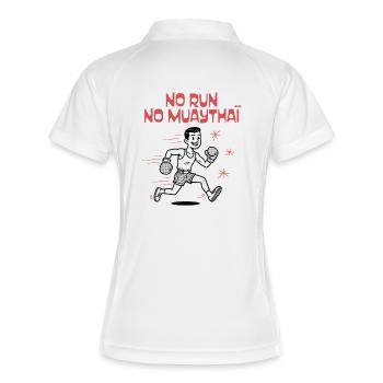 NO RUN NO MUAYTHAI - Frauen Polo atmungsaktiv - Weiß/Navy - Hinten