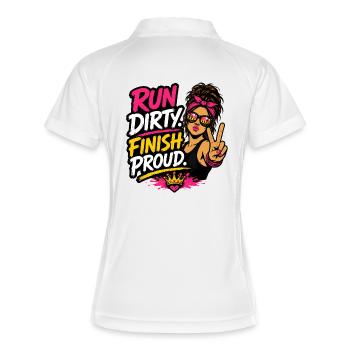 Design de la Coureuse Coureuse Fier de Run Finish Run Dirty - Polo respirant Femme - blanc/marine - Dos