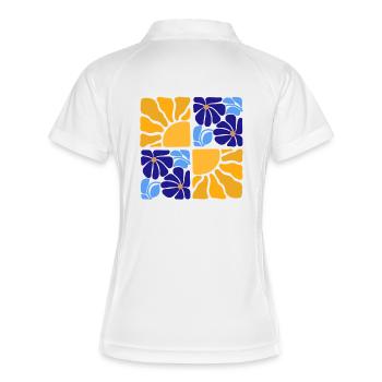70s Retro Flowers & Sun Design - Women's Polo breathable - white/navy - Back