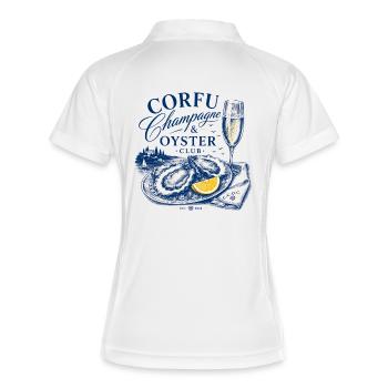 Corfu Champ*gne & Oyster Club Logo - Polo respirant Femme - blanc/marine - Dos