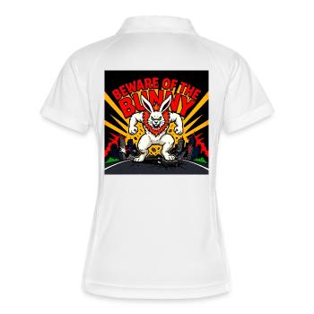 Vorsicht Bunny – Wütender Hase - Frauen Polo atmungsaktiv - Weiß/Navy - Hinten