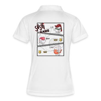 Sushi Gang Comicfiguren - Frauen Polo atmungsaktiv - Weiß/Navy - Hinten