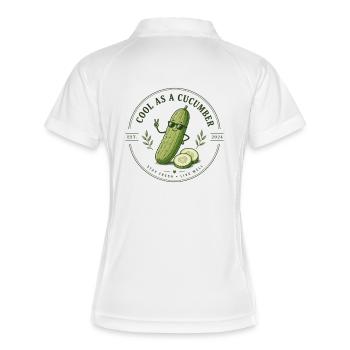 Kühl wie Gurke – Logo Sticker - Frauen Polo atmungsaktiv - Weiß/Navy - Hinten