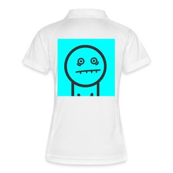 Verzweifeltes Gesicht - Frauen Polo atmungsaktiv - Weiß/Navy - Hinten