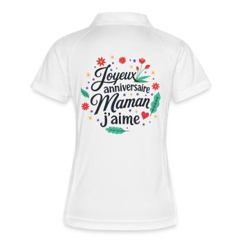 Joyeux anniversaire maman j'aime - Polo respirant Femme - blanc/marine - Dos