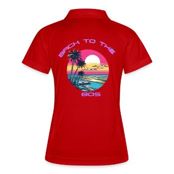 Retro Sonnenuntergang Strand Design - Frauen Polo atmungsaktiv - Weiß/Navy - Hinten