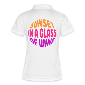 Sunset in a Glass of Wine - Sommer Spruch - Frauen Polo atmungsaktiv - Weiß/Navy - Hinten