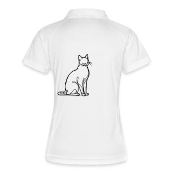 Cadeau d’anniversaire d’un dessin en une ligne de chat noir - Polo respirant Femme - blanc/marine - Dos