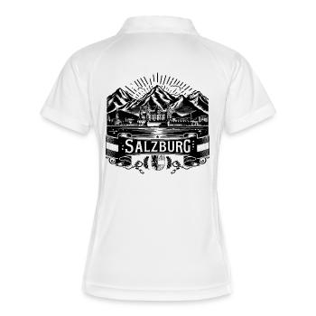 Salzburg Design mit Wappen - Frauen Polo atmungsaktiv - Weiß/Navy - Hinten